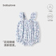babylove【清倉】女寶寶吊帶連體衣夏薄款嬰兒三角哈衣純棉時(shí)尚包屁衣夏裝 花間曉晴 80cm