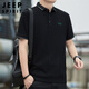 JEEP SPIRIT吉普T恤男夏季短袖男士Polo商務(wù)韓版打底衫上衣服 黑色 XL
