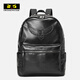 斯維森之星新款時(shí)尚潮流背包男大容量雙肩包大學(xué)生書(shū)包休閑簡(jiǎn)約旅行電腦包皮 3787#黑色