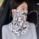 蕉下漁防曬冰絲面罩掛耳口罩透氣電動(dòng)車護(hù)脖套夏天騎行面巾女款臉罩 涂鴉皇冠字母-白