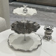 BSD 水果盤(pán)輕奢風(fēng) 果盤(pán)創(chuàng  )意 家用客廳茶幾網(wǎng)紅陶瓷多層點(diǎn)心盤(pán)零食盤(pán) 荷花三層盤(pán)（6寸+8寸+10寸）