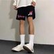 POUM短褲男hiphop美式痞帥字母印花夏季新款潮牌寬松休閑百搭褲子 HQWP-D416黑色 XL