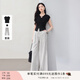 香影條紋直筒闊腿褲女2025夏季新款梨形身材遮胯高腰寬松休閑長(zhǎng)褲 套裝 T恤+休閑褲 S 155/80A/85-95斤