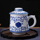 陶沁泉泡茶茶水分離杯景德鎮(zhèn)青花瓷茶杯陶瓷馬克杯茶具手繪高檔辦公杯 百川杯厚德載物 550ml 1只