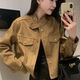 約克兔（YueKeTu）外套女秋冬新款韓版皮絨外套女寬松顯瘦 咖色 2XL :145-155斤