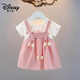 迪士尼（Disney）夏款連衣裙女童假兩件薄款韓版女寶寶夏天女孩裙子?jì)胗變合募疽路?波點(diǎn)蝴蝶 粉色 90cm