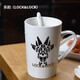 LOCK&LOCK創(chuàng)意馬克杯帶蓋勺陶瓷茶水杯子 情侶男女早餐杯咖啡杯牛奶杯 吉瑞芙杯