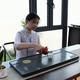 源韻 烏金石茶盤排水家用2023新款茶臺辦小型茶盤石板 可定制嵌入式 80*35*3cn