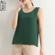 東兆西 100%桑蠶絲真絲背心女夏圓領(lǐng)寬松內搭吊帶絲綢打底純色外穿雙縐 墨綠色 XXL【參考體重130-140】
