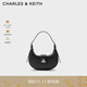 CHARLES&KEITH三角扣新月包腋下包單肩包包女包女友生日禮物CK2-50271205 Noir黑色 S