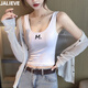 嘉麗薇吊帶背心女夏季運動(dòng)內衣性感小個(gè)子短款內搭背心美背吊帶無(wú)袖上衣 白色（M字母） XL ( 建議 108-120斤)