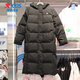 特步童裝中長款羽絨服女中大童2024年冬季款連帽保暖外套6764241A4199 純正黑 150 cm