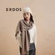 ERDOS 純羊絨休閑時尚簡約單層水紋裝飾流蘇女士圍巾 大地駝 170cmX35cm