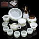器美優(yōu)品 茶具 琺瑯彩琉璃茶具套裝玉瓷加厚蓋碗茶杯公道杯整套茶具茶道 千里江山琉璃茶具套組 14頭