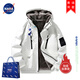 NASA LIKE官方潮牌冬季外套棉服男休閑保暖棉衣男士羽連帽絨服男裝棉襖子 白色（升級(jí)加厚款） XL（推薦125-140斤）