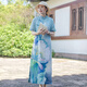 亂在江南苧麻印花連衣裙夏裝新品清新淡雅中式立領盤扣國風古典優(yōu)雅旗袍 圖片色 L