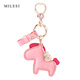 米勒斯（Milesi）真皮車(chē)鑰匙扣女生高級感車(chē)載鑰匙掛件汽車(chē)掛件送女友新年禮物 粉色
