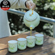 連山閣 陶瓷泡茶壺帶過濾網(wǎng)內(nèi)膽大容量家用泡茶器大號(hào)功夫茶具單壺沖茶器杯子套裝 升級(jí)玉蘭花茶壺陶瓷650ml（一壺四杯