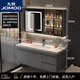 九牧（JOMOO）官方旗艦簡(jiǎn)約浴室柜陶瓷一體盆家用智能洗臉盆柜衛生間衛浴洗漱臺 星空灰80cm智能玻璃門(mén)鏡柜+陶瓷