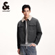 杰克·瓊斯（JACK&JONES）秋季休閑仿羊羔毛翻領(lǐng)字母刺繡拉鏈夾克棉服厚外套男裝224457002 A17中灰牛仔 M 175