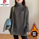 皮爾卡丹（pierre cardin）雙面德絨高領(lǐng)打底衫女內搭秋冬加絨加厚磨毛中長(cháng)款長(cháng)袖t恤女上衣 深灰色AA0140 加厚款雙面徳絨面 M 95斤-115斤
