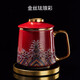 容山堂陶瓷馬克杯帶蓋過(guò)濾泡茶杯保溫大容量古風(fēng)辦公杯故宮女水杯 中國紅茶水分離杯+純銅保溫底座
