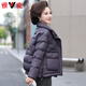 雅鹿中年媽媽羽絨服短款立領(lǐng)50歲小個(gè)子中老年人女裝洋氣冬裝外套 A2930灰紫 M 推薦100斤內