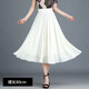 歐偲麥 雪紡半身裙女2024春秋新款高腰百褶裙中長(cháng)款垂墜感a字裙子 00218 純白-80cm【裙擺圍5.2米】 均碼松緊腰(80-158斤可穿)
