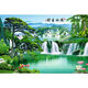 流水生財(cái)山水風(fēng)景畫(huà)唯美意境客廳招財(cái)裝飾掛畫(huà)迎客松瀑布背景壁畫(huà) A32PP膠—背面帶膠 80*120厘米