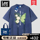 Leekylze官方品牌旗艦聯(lián)名短袖t恤男純棉寬松港風(fēng)做舊水洗奧萊情侶休閑 藏藍(lán)色 L