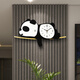 普朵鐘飾 HOME DECOR熊貓2025新款掛鐘客廳餐廳背景墻卡通可愛(ài)簡(jiǎn)約創(chuàng)意網(wǎng)紅免打孔鐘表 黑白金：寬60.5*高31cm