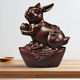 黑檀木兔子擺件花梨實(shí)木生肖家居風(fēng)水客廳裝飾工藝品 黑檀木元寶兔 高8cm