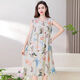 沛阮中年女裝棉綢睡裙女夏寬松大碼中長(cháng)款無(wú)袖連衣裙人造棉家居服睡衣 多彩蝴蝶 4XL 建議140-160斤加肥大碼