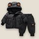 迪士尼兒童羽絨服2025新款冬季輕薄90%白鴨絨男寶寶外套女童嬰幼兒套裝3 黑色羽絨服+燈芯絨灰色加絨褲 均碼 80cm