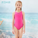 洲克（ZOKE）親子裝女士連體三角女童專(zhuān)業(yè)游泳訓練溫泉度假戲水學(xué)生競速泳衣女 玫紅 130cm -60-53（12）