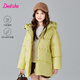 笛莎（DEESHA）童裝女童羽絨服2024冬季新款小女孩時(shí)尚中長(cháng)款連帽立領(lǐng)羽絨服 仙草綠 160