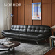 NORHOR北歐表情/法式復古風(fēng)奶油MCM/月亮船全真皮沙發(fā)G 【現貨】A款復古黑2.5m|全真皮