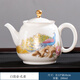 峰棱 德化白瓷小茶壺單壺 描金陶瓷泡茶壺家用球形過(guò)濾孔手抓壺辦公室 孔雀-高檔-白瓷小茶壺
