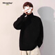 MMOPTOP高領(lǐng)純色毛衣保暖加厚男女秋冬內搭寬松打底針織上衣MZ003黑色XL