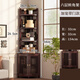 九夫人新中式小型博古架實(shí)木轉角柜墻角置物架茶葉展示柜落地式收納架子 轉角架02款-六層帶門(mén)【加寬款】