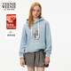 Teenie Weenie小熊加絨衛衣女秋冬學(xué)院風(fēng)休閑索羅娜連帽衛衣套頭衫 淺藍色 M (165)