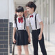 衣諾坊 六一兒童禮服套裝兒童演出服校服 中小學生花童合唱演出服裝 黑色男:短袖+長褲+背帶+領結(jié) 130 （建議體重42-54斤）