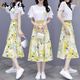 冰洋紅2025新款連衣裙子夏天女裝夏季碎花裙女士兩件衣服小個(gè)子雪紡短袖 黃色 M(建議90-102斤)