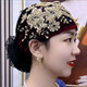 洋氣百搭新款鳳尾花盤(pán)花帽媽媽時(shí)尚頭巾束發(fā)帽遮白發(fā)蕾絲包頭帽女 紅色  鳳尾盤(pán)花帽