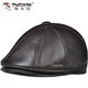 啄木鳥(niǎo) 秋冬季真皮帽子中老年男士羊皮八角帽時(shí)尚鴨舌報童貝雷帽潮畫(huà)家 棕色羊皮單薄款（無(wú)護耳） XL(57-58cm )內部調節小
