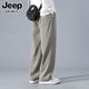 JEEP SPIRIT休閑褲男秋冬新款美式垂感闊腿褲子男直筒寬松大碼加絨加厚衛褲男 YHK9209綠色 XL