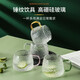 青蘋果 錘紋水杯簡約杯子帶把泡茶杯客廳家用耐熱玻璃杯清新森系牛奶杯 彩柄冰晶杯400ml四色裝