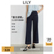 LILY2025夏新款女裝復(fù)古設(shè)計感窄版修身休閑百搭通勤牛仔褲喇叭褲 419牛仔藍 L