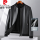 皮爾卡丹（pierre cardin）【綿羊皮】海寧真皮皮衣外套男潮流棒球服夾克衫感男士 黑色 XL (175/92A)