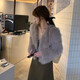 馬迪安2025秋冬時尚皮草外套女新款仿狐貍毛短款洋氣毛毛外套小香風大衣 可可灰 M 【適合95-110斤】